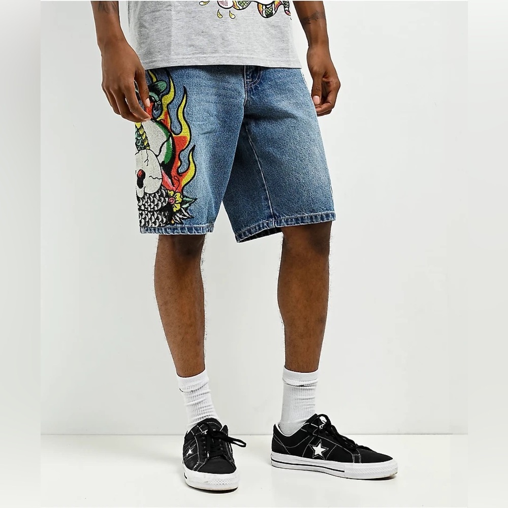 Ed Hardy Fire Cobra 2K Wash Skate Shorts